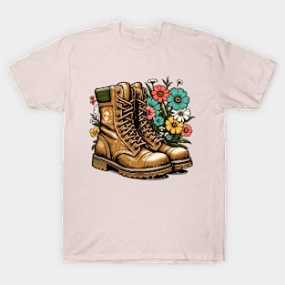 Camping boots with flowers T-Shirt